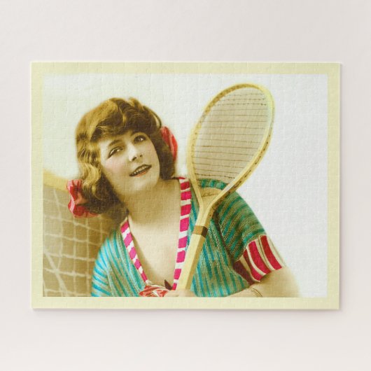 dame klaar voor tennis legpuzzel (Horizontaal)