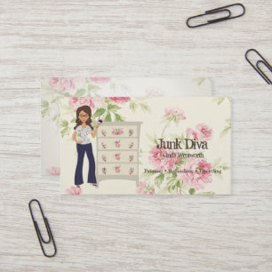 Dame Kwast Bloem Schilderkast Rozen Shabby Visitekaartje