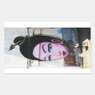 Dame Lao Graffiti Street Art Rechthoekige Sticker