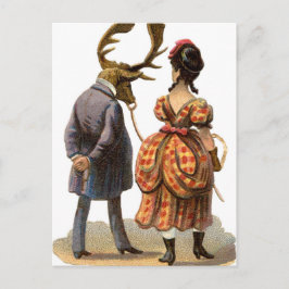 Dame Leading Her Elk-man Briefkaart