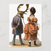 Dame Leading Her Elk-man Briefkaart (Voorkant)