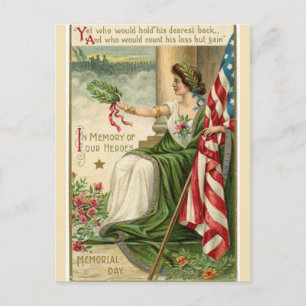  Dame Liberty Green Robe Memorial Day Briefkaart