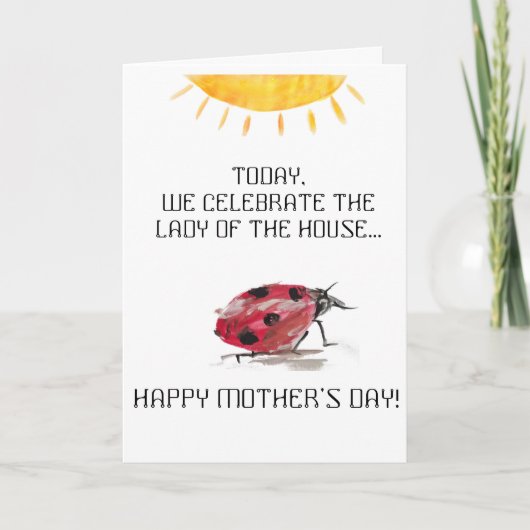 Dame (lieveheersbeestje) van het Huis - Moederdag  Kaart (Voorkant)