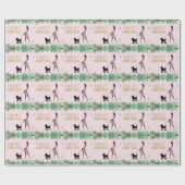  Dame lopen zwart poedel Vrolijk kerstfeest Cadeaupapier (Vlak)