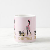  Dame lopen zwart poedel Vrolijk kerstfeest Koffiemok (Center)