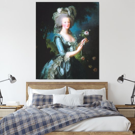  dame Marie Antoinette met roze roze roze roze roz Canvas Afdruk (Insitu (Slaapkamer))