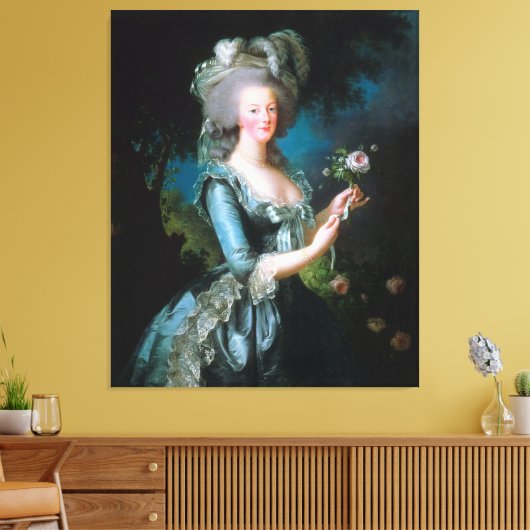  dame Marie Antoinette met roze roze roze roze roz Canvas Afdruk (Insitu (Woonkamer))