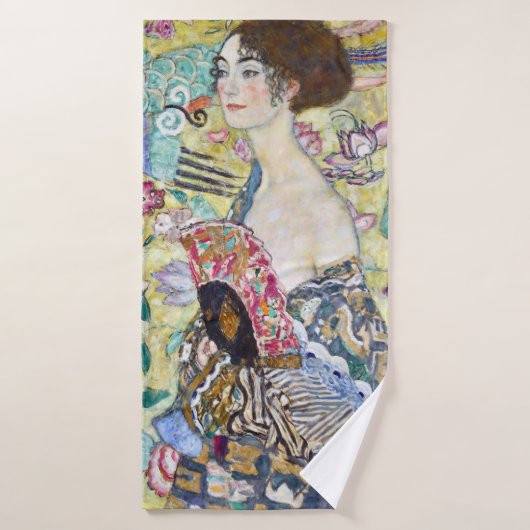 Dame met A Fan, Gustav Klimt Badhanddoek (Badhanddoek)