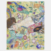 Dame met A Fan, Gustav Klimt Fleece Deken (Voorkant)