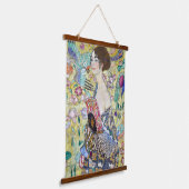 Dame met A Fan, Gustav Klimt Hangend Wandkleed (Gebogen)