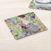 Dame met A Fan, Gustav Klimt Kartonnen Onderzetters (Schuin)