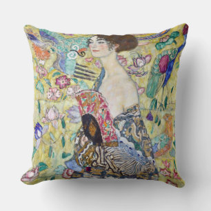 Dame met A Fan, Gustav Klimt Kussen