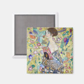Dame met A Fan, Gustav Klimt Magneet (Voorkant / Achterkant)