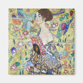 Dame met A Fan, Gustav Klimt Magneet (Voorkant)