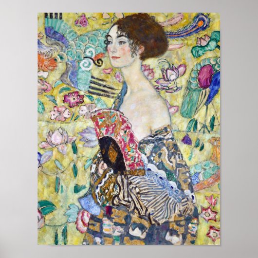 Dame met A Fan, Gustav Klimt Poster (Voorkant)