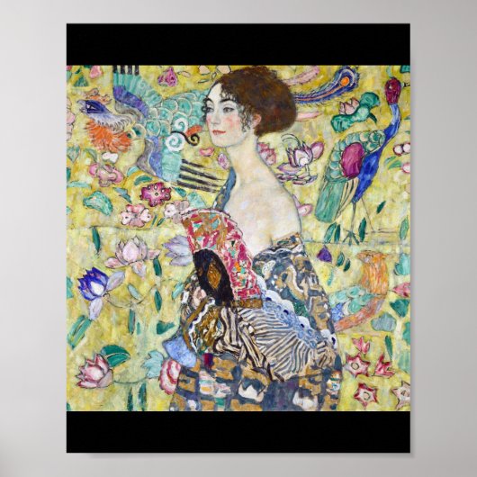 Dame met A Fan, Gustav Klimt Poster (Voorkant)