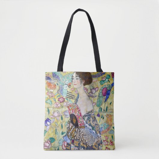 Dame met A Fan, Gustav Klimt Tote Bag (Voorkant)