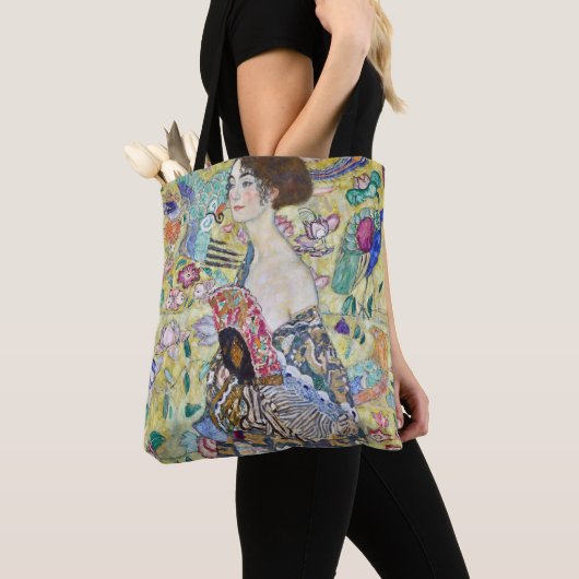 Dame met A Fan, Gustav Klimt Tote Bag (Dichtbij)