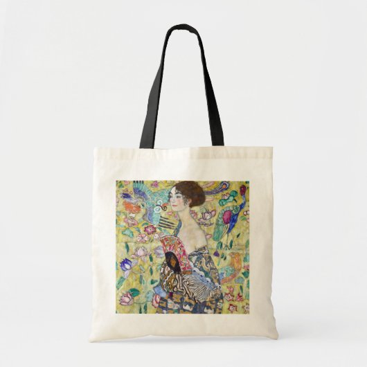 Dame met A Fan, Gustav Klimt Tote Bag (Voorkant)