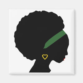 Dame met Afro Silhouette Magneet