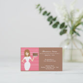 Dame met BDay Cake Visitekaartjes (Staand voorkant)