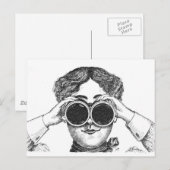 Dame met Binocles Briefkaart (Voorkant / Achterkant)