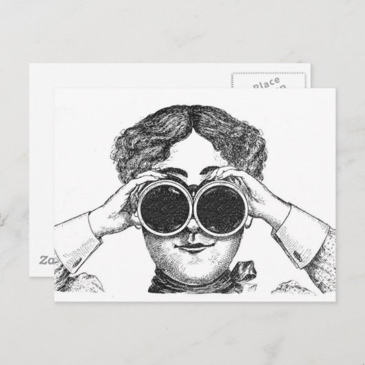 Dame met Binocles Briefkaart (Voorkant / Achterkant)