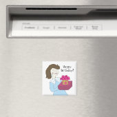 Dame met Birthday Cake Magneet (Insitu (Vaatwasser))