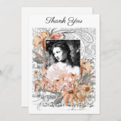  dame met bloemen bedankkaart (Voorkant / Achterkant)