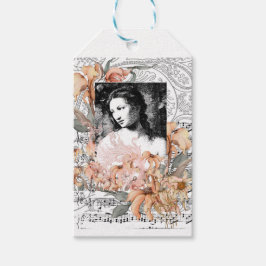 dame met bloemen cadeaulabel