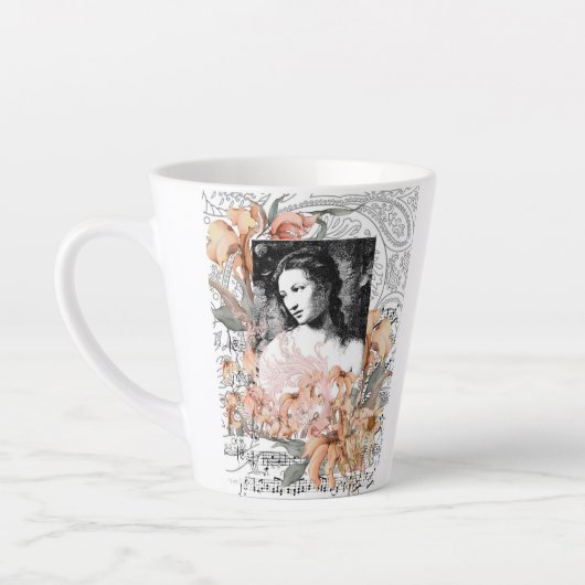 Dame met bloemen latte mok (Links)