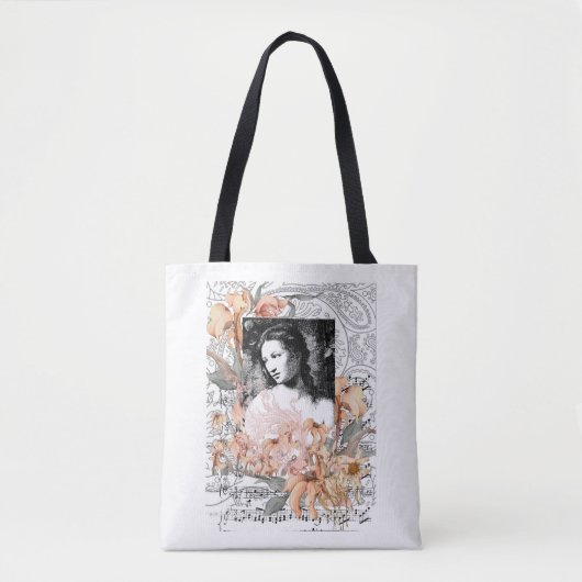 Dame met bloemen tote bag (Voorkant)