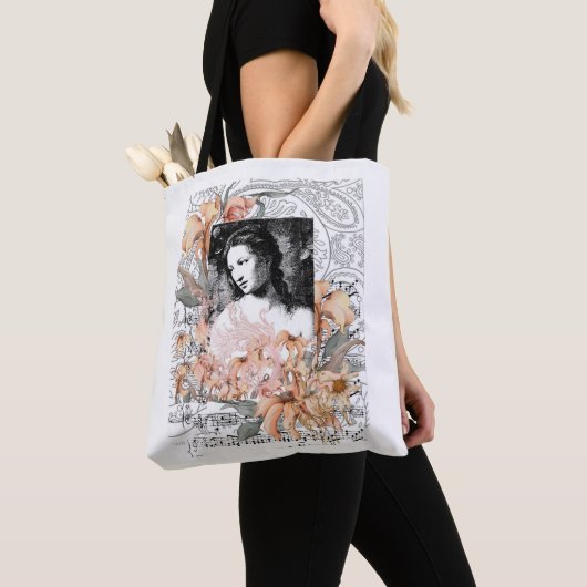 Dame met bloemen tote bag (Dichtbij)
