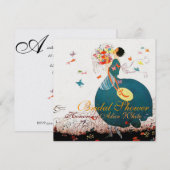 DAME MET BOeket EN VLINDERS MONOGRAM Kaart (Voorkant / Achterkant)