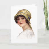  dame met Bonnet Kaart (Voorkant)