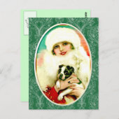 dame met Boston Terrier Briefkaart (Voorkant / Achterkant)