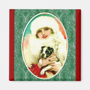 dame met Boston Terrier Magneet