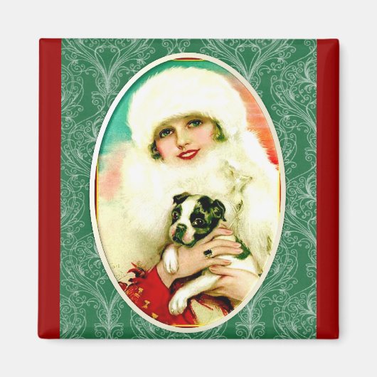 dame met Boston Terrier Magneet (Voorkant)