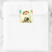  dame met Boston Terrier Vierkante Sticker (Tas)