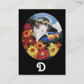 Dame met Chrysanthemum Bloemen Visitekaartje (Achterkant)