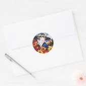 Dame met Chrysanthemum Flowers Ronde Sticker (Envelop)