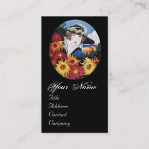 Dame met Chrysanthemum Flowers Visitekaartje