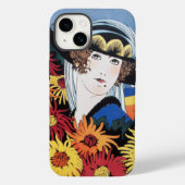 Dame met Chrysanthemum Flowers, zwart Case-Mate iPhone Case (Achterkant)