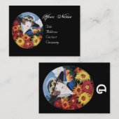 Dame met chrysanthemumbloemen visitekaartje (Voorkant / Achterkant)