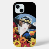 Dame met chrysanthemumbloemen, zwart Case-Mate iPhone case (Achterkant)