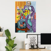 Dame met Dachshund, koffie, wijn Poster (Thuiskantoor)