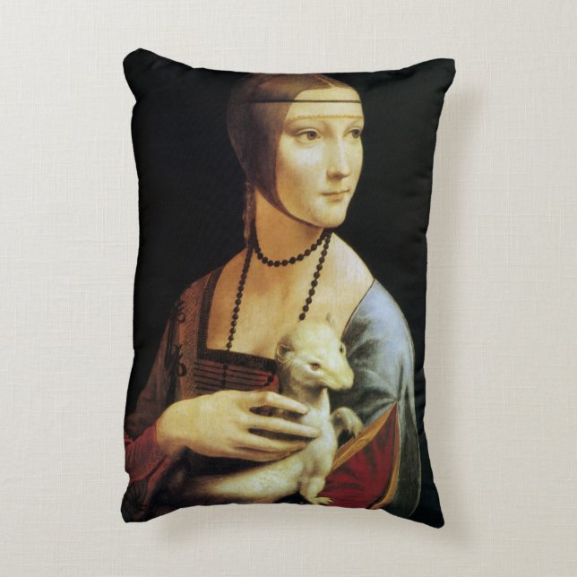 Dame met de hermelijn van Leonardo da Vinci Accent Kussen (Achterkant (Verticaal))