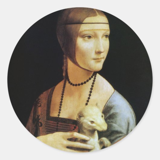 Dame met de hermelijn van Leonardo da Vinci Ronde Sticker (Voorkant)
