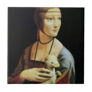 Dame met de hermelijn van Leonardo da Vinci Tegeltje