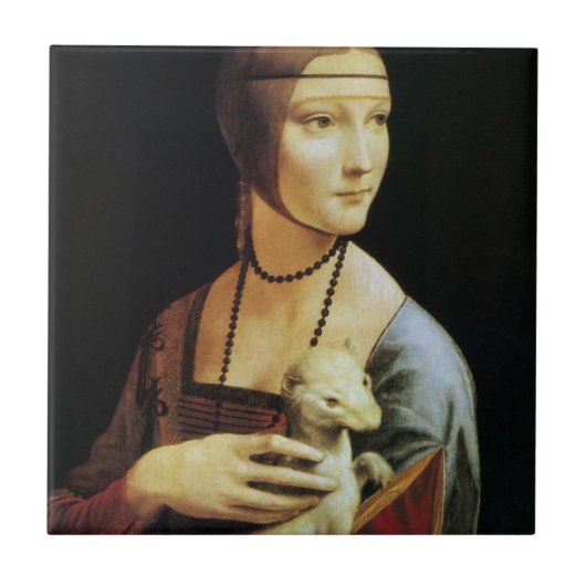 Dame met de hermelijn van Leonardo da Vinci Tegeltje (Voorkant)
